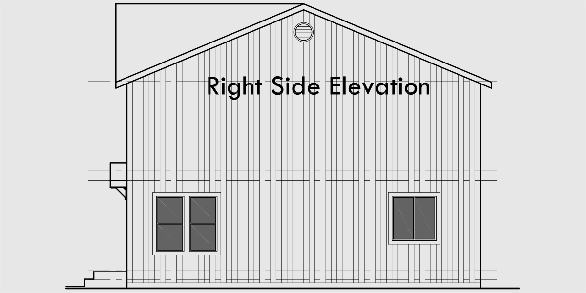 House rear elevation view for D-341 Duplex house plans, small duplex house plans, narrow  duplex house plans, affordable duplex floor plans, D-341