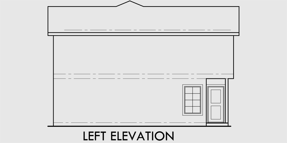 House side elevation view for D-414 Corner lot duplex house plans, two story duplex plans, duplex plan with owners unit, D-414