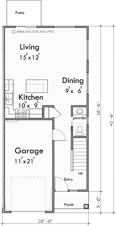 Main Floor Plan for D-693 Efficiency meets elegance in our modern duplex house plans. Whether you're building or renovating, explore the possibilities and envision your future home. Get started!