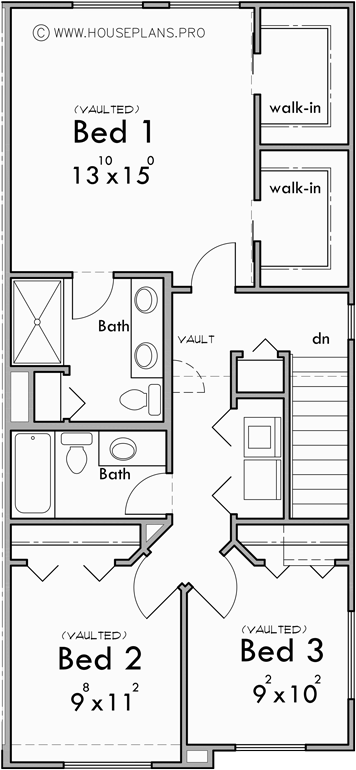 Upper Floor Plan for D-693 Efficiency meets elegance in our modern duplex house plans. Whether you're building or renovating, explore the possibilities and envision your future home. Get started!