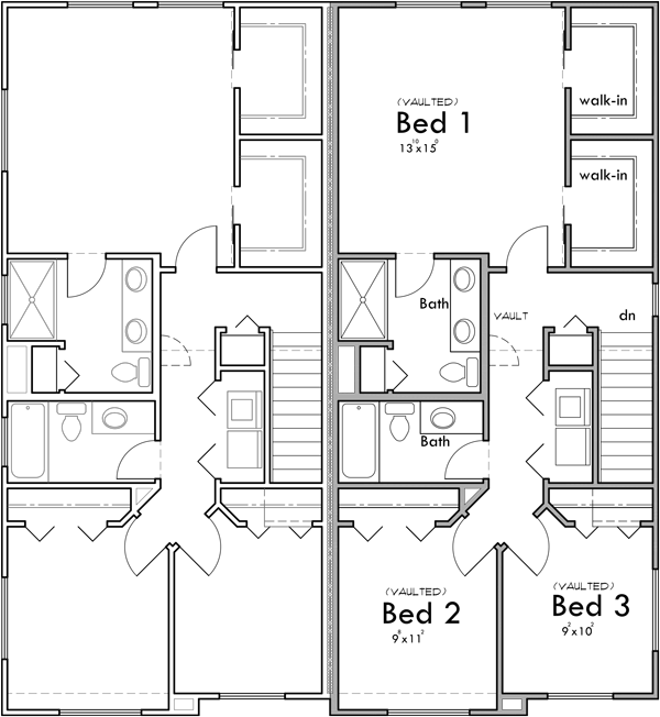 Upper Floor Plan 2 for Efficiency meets elegance in our modern duplex house plans. Whether you're building or renovating, explore the possibilities and envision your future home. Get started!