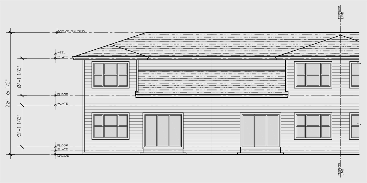 House rear elevation view for F-636 5 bedroom 5 and one half bathroom student living F-636