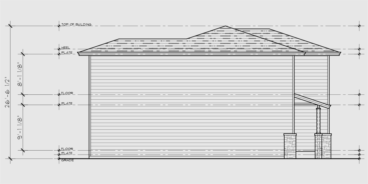 House rear elevation view for F-636 5 bedroom 5 and one half bathroom student living F-636