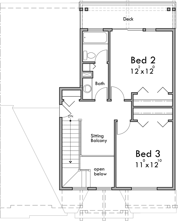 Upper Floor Plan for D-721 Invest in the mountain lifestyle with our Jackson Hole luxury timber-framed townhouse. Architectural excellence awaits, with a main floor master and basement for your comfort.