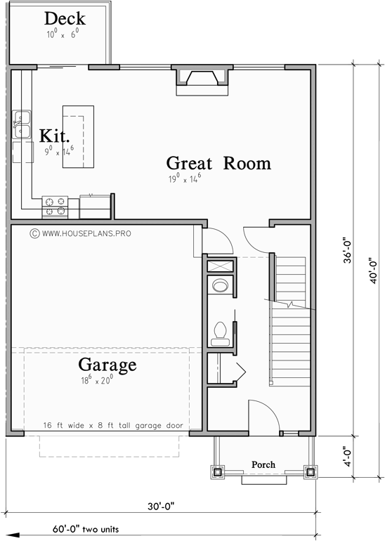 Main Floor Plan for D-723 Discover the perfect basement duplex house plan with a two-car garage for your dream home or building project. Elevate your living spaces today! Explore now!