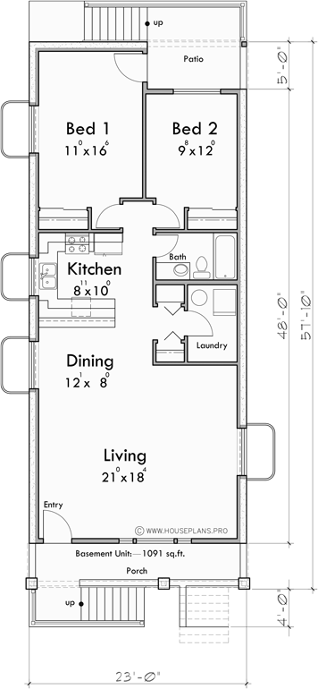 Lower Floor Plan for T-448 Builders and homeowners, explore our collection of stacked triplex units, each featuring 2 bedroom condos and a total of 6 bedrooms. Start building your vision today!