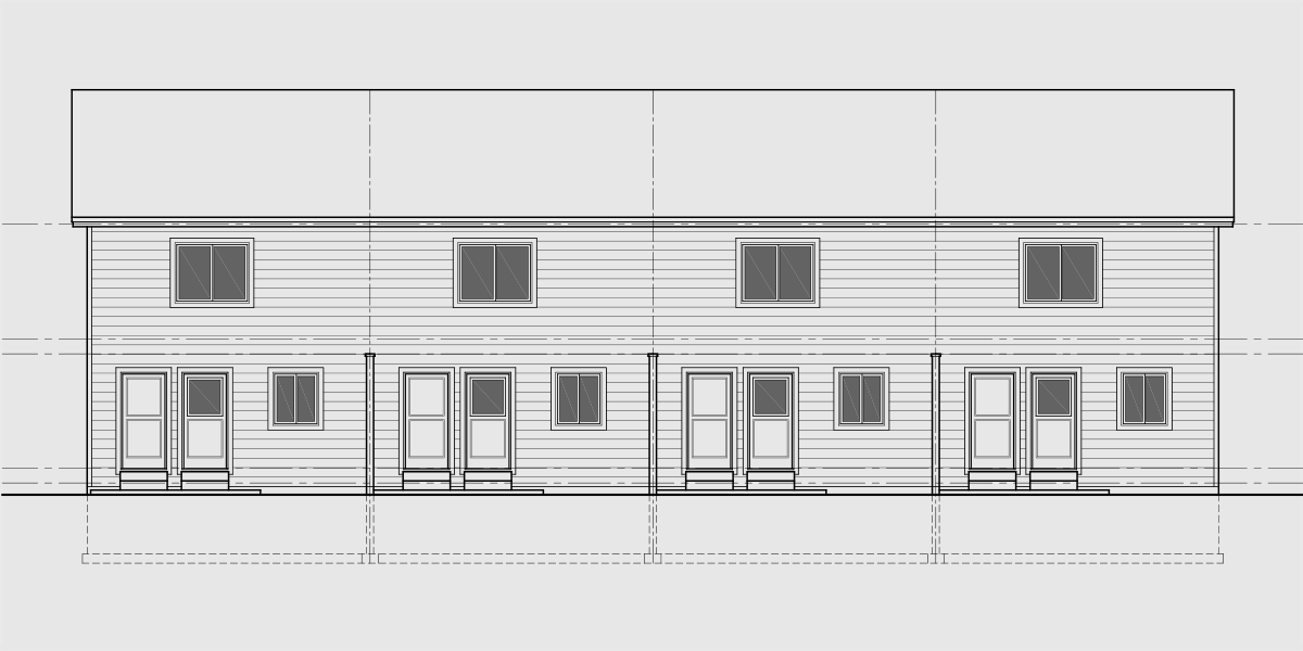 House front drawing elevation view for F-664 20 ft wide town house plan two master bedrooms F-664