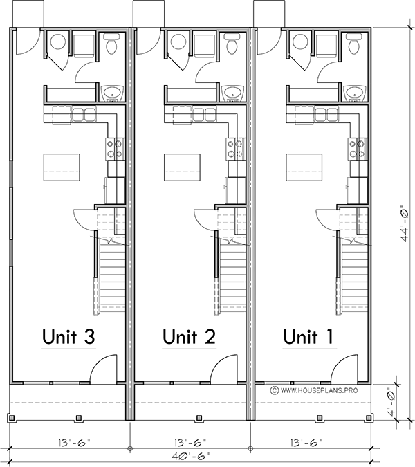Main Floor Plan 2 for T-452 Discover your perfect home with our narrow townhouse plans. Featuring TWO master bedrooms and 2.5 baths, envision your ideal living space today. Explore now!
