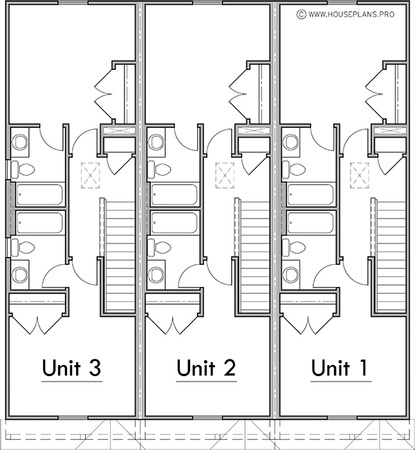 Upper Floor Plan 2 for Discover your perfect home with our narrow townhouse plans. Featuring TWO master bedrooms and 2.5 baths, envision your ideal living space today. Explore now!