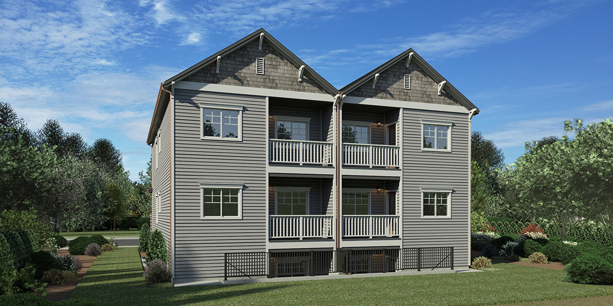 House front drawing elevation view for S-765 Three stacked units side by side for six total S-765