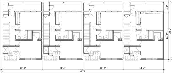 Upper Floor Plan 2 for Town house plan, triple master, amazing decks with views F-692