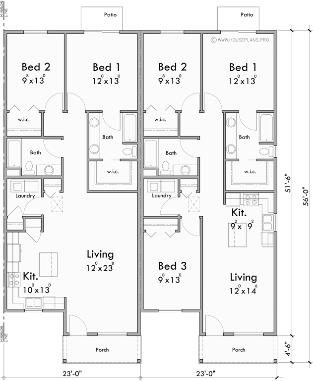 Main Floor Plan for F-669 One level town house plan F-669