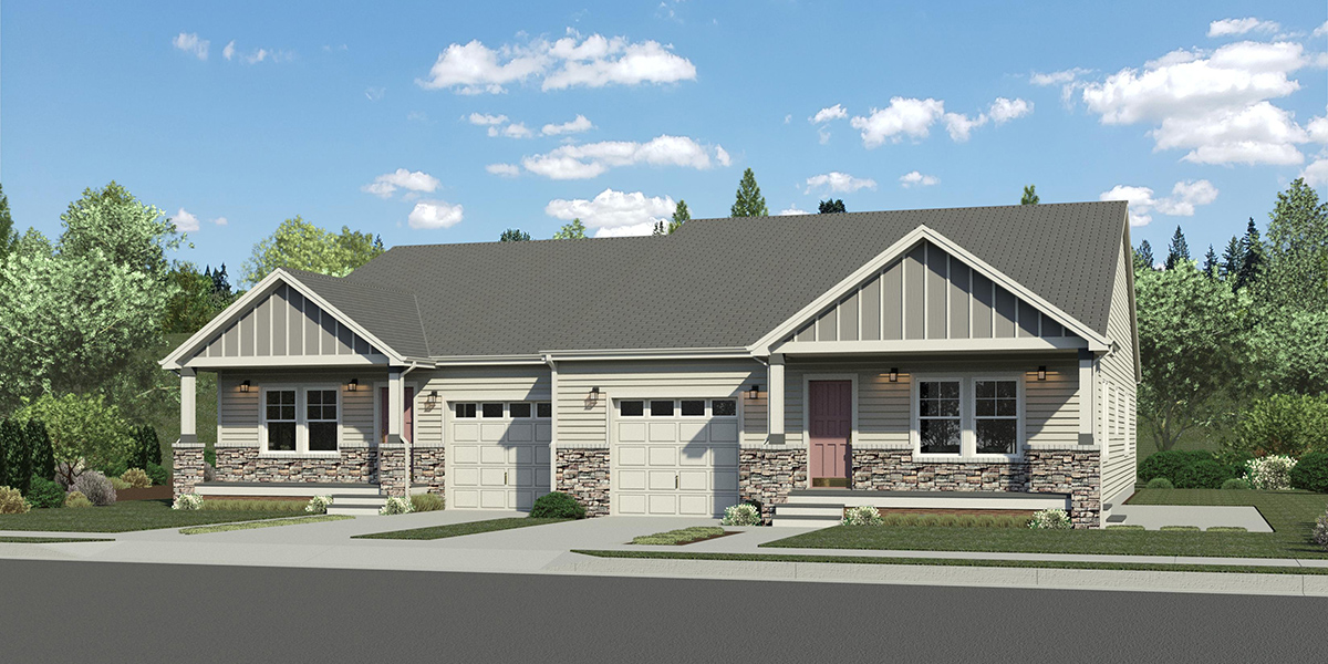 D-779 Wheelchair accessible wide doorways and halls duplex house plan 